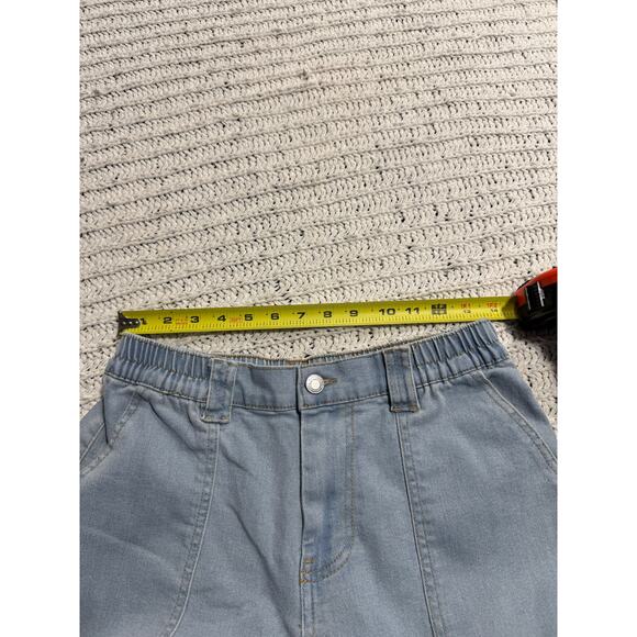 No Boundaries Cargo Jeans Pants Wide Leg High Waist Stretch Womens Sz Small Blue - Picture 5 of 11